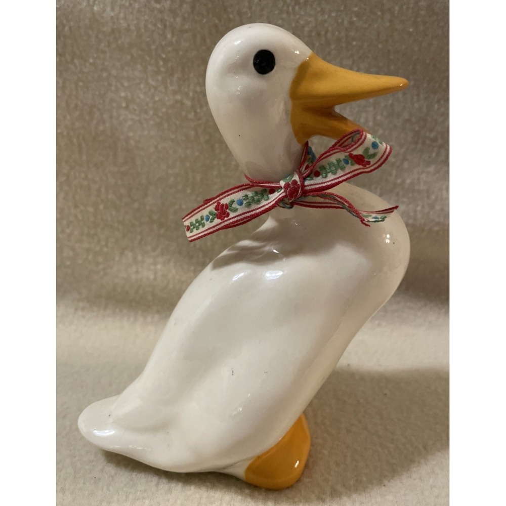 Vintage Ceramic Hand Painted Happy 80-90's Duck Figurine Grandmacore Cottage
